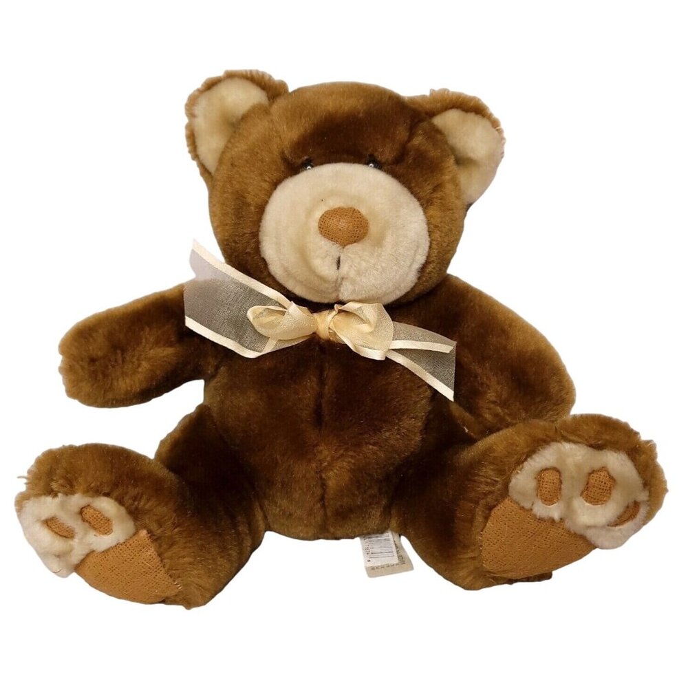 DanDee Collectors Choice Teddy Bear Brown Plush Toy Bow Stuffed Animal 10 in